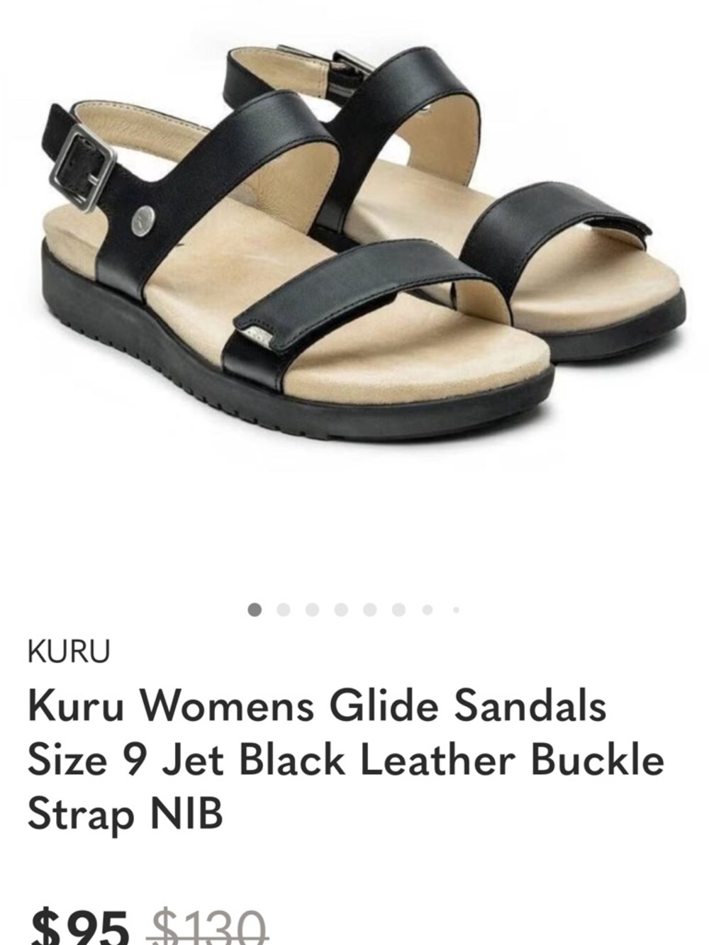 KURU Women’s Black Leather Slingback Sandals